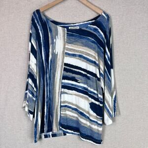 Norm Thompson Womens Knit Top Size 2X Abstract Artsy Mature Stretch Lagenlook